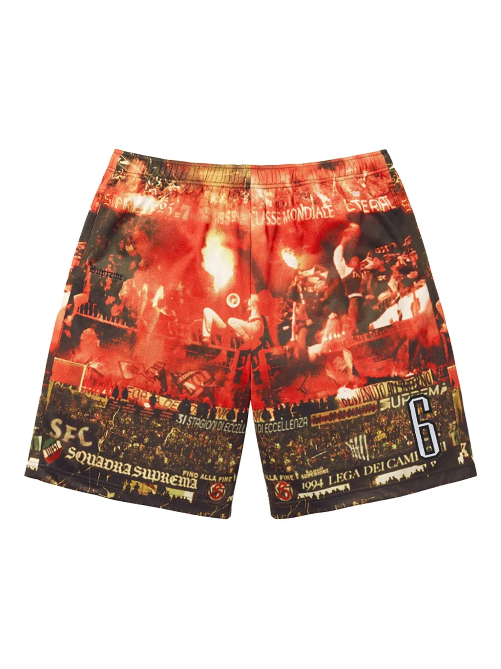 Supreme Vinci Por Noi soccer-print shorts Oranje