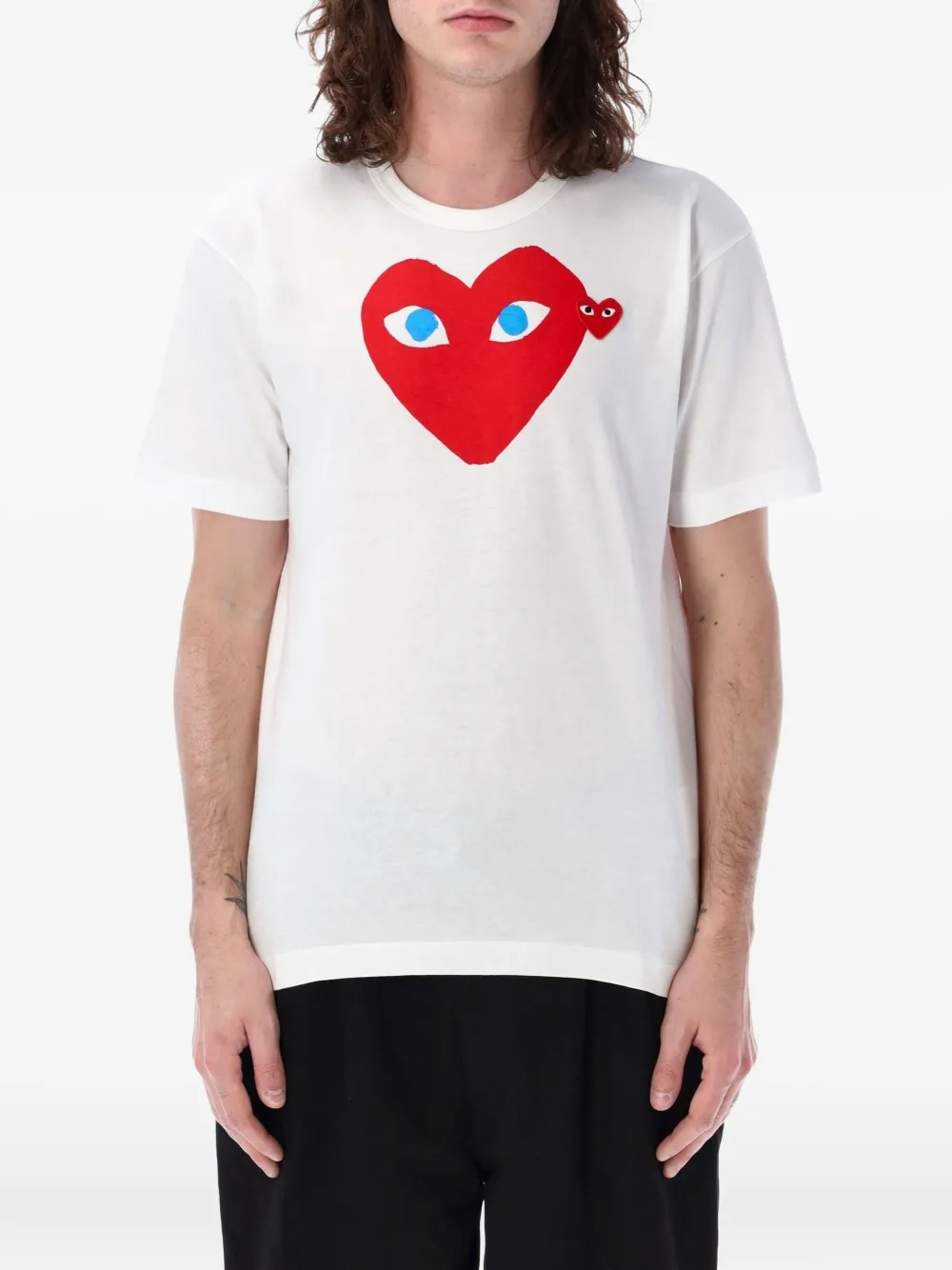 Comme Des Garçons Play T-shirt met hartprint logopatch Wit