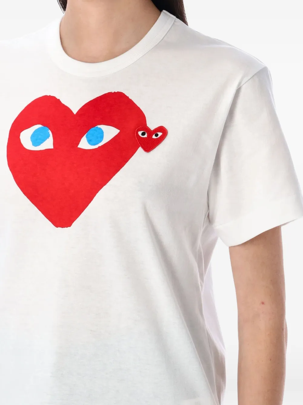 Comme Des Garçons Play T-shirt met hartprint logopatch Wit