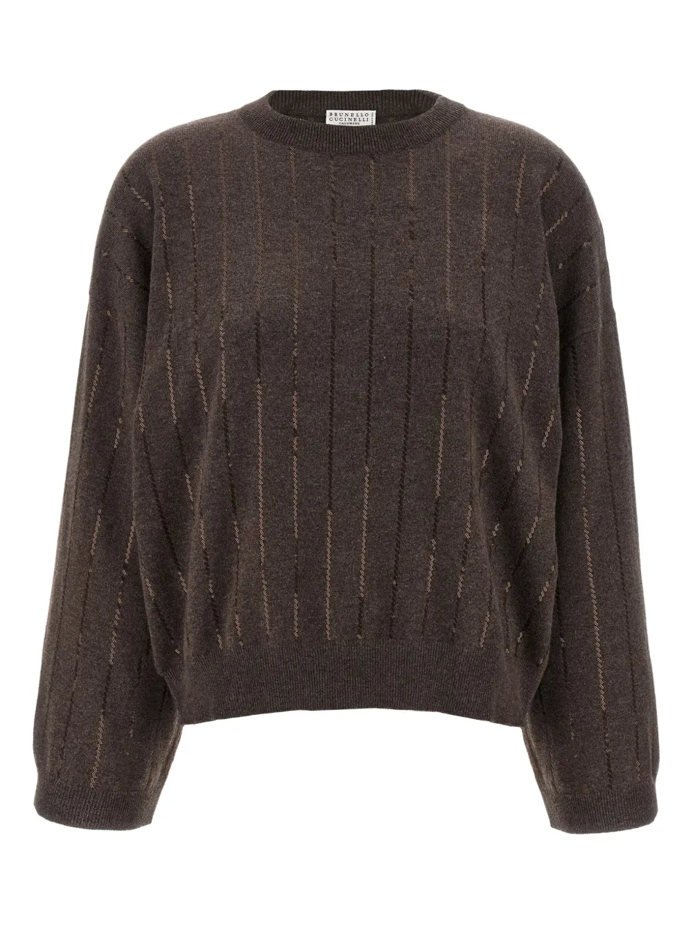 Brunello Cucinelli sequin-striped cashmere sweater - ブラウン Brunello Cucinelli sequin-striped cashmere sweater - ブラウン