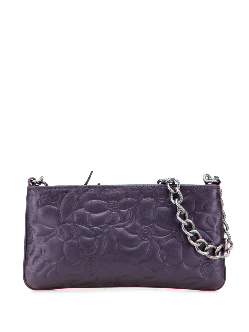 CHANEL Pre-Owned 2003-2004 Embossed Lambskin Camellia Chain Pochette CHANEL Pre-Owned 2003-2004 Embossed Lambskin Camellia Chain Pochette