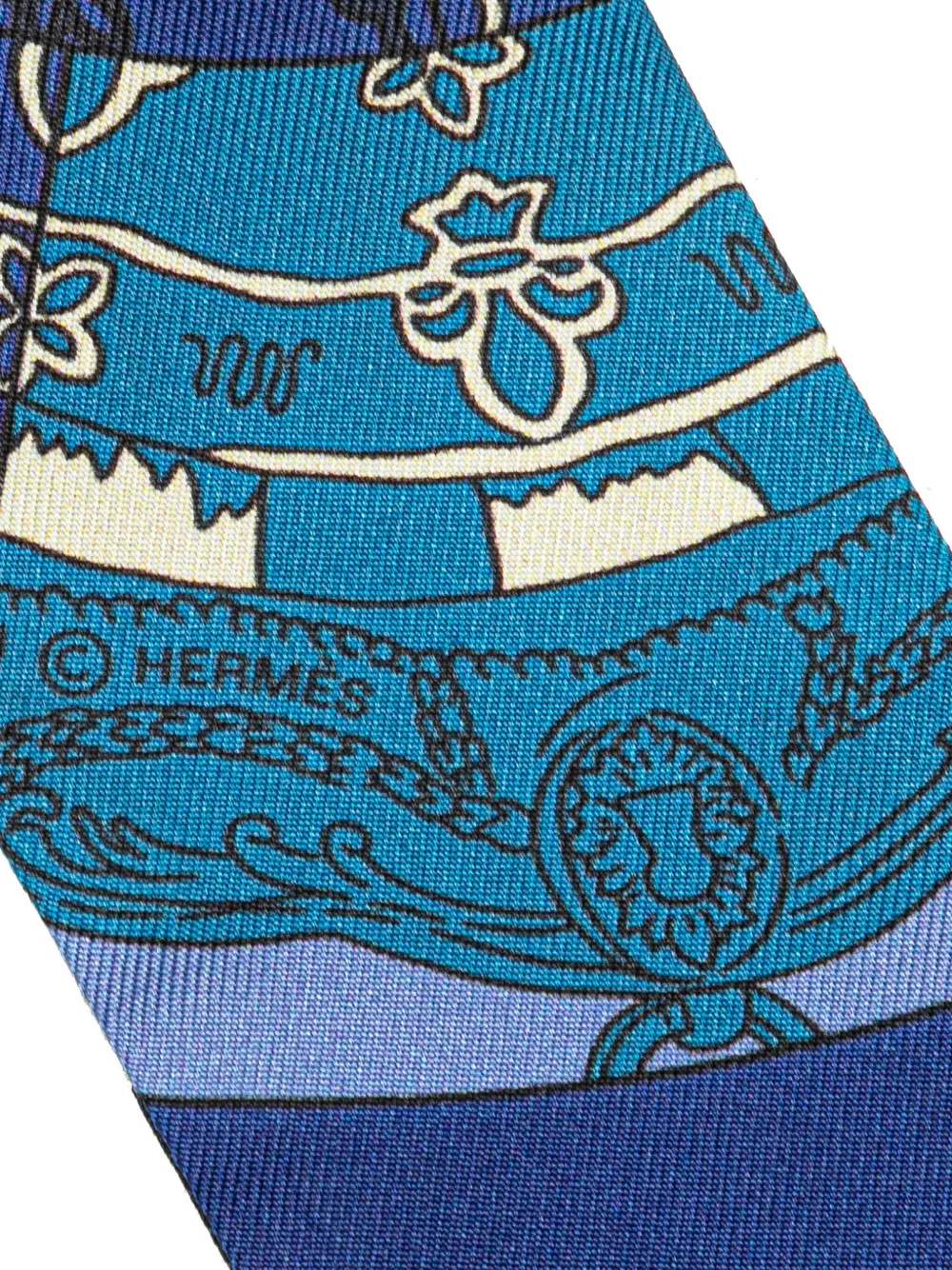 Pre-owned Hermes 2000-2025 Tours De Cles Twilly Silk Scarf Scarves