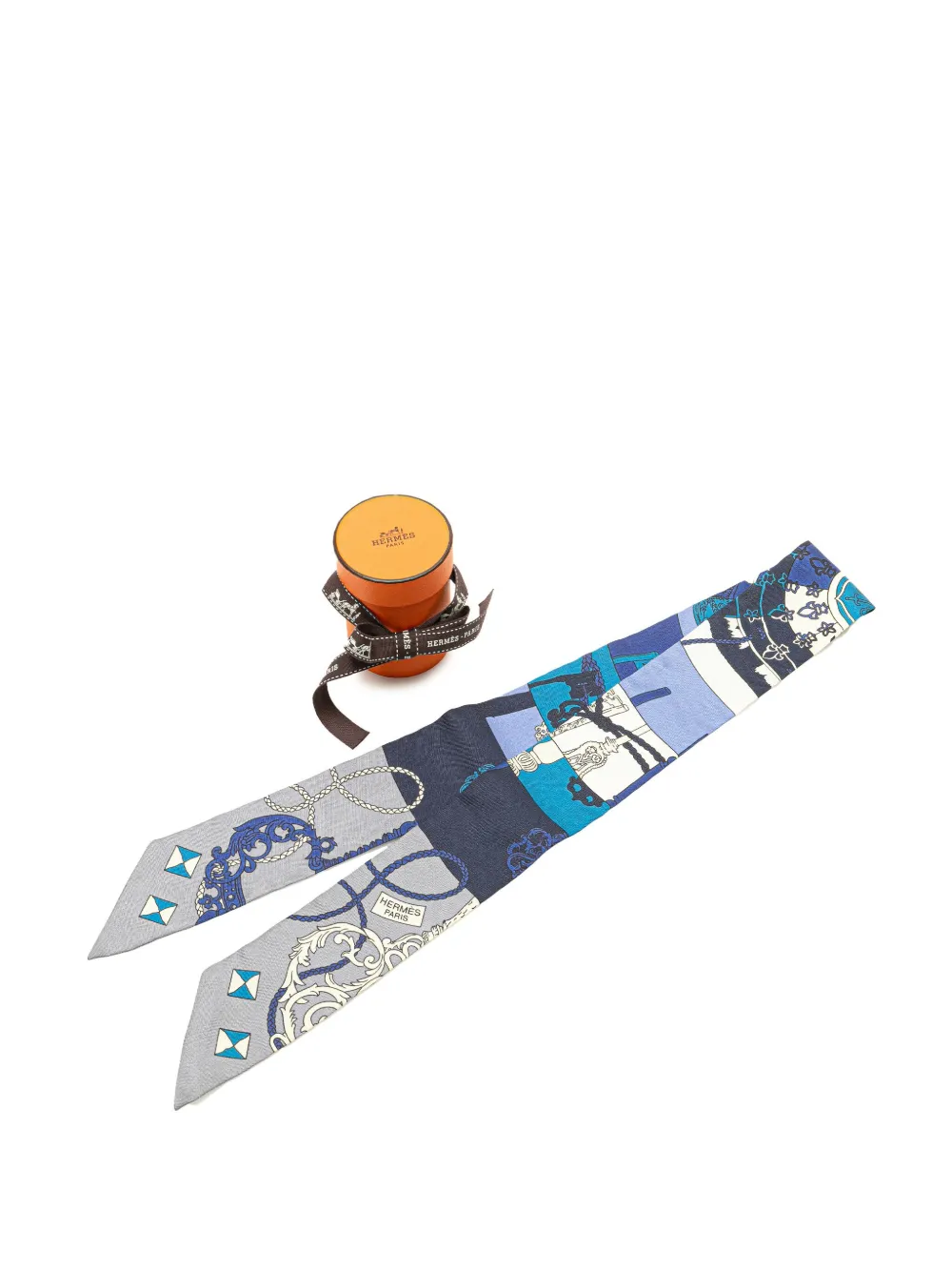 Pre-owned Hermes 2000-2025 Tours De Cles Twilly Silk Scarf Scarves