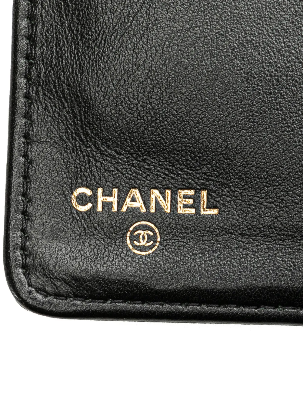 Pre-owned Chanel 2018 Quilted Caviar Boy Yen Wallet Long Wallets In Black