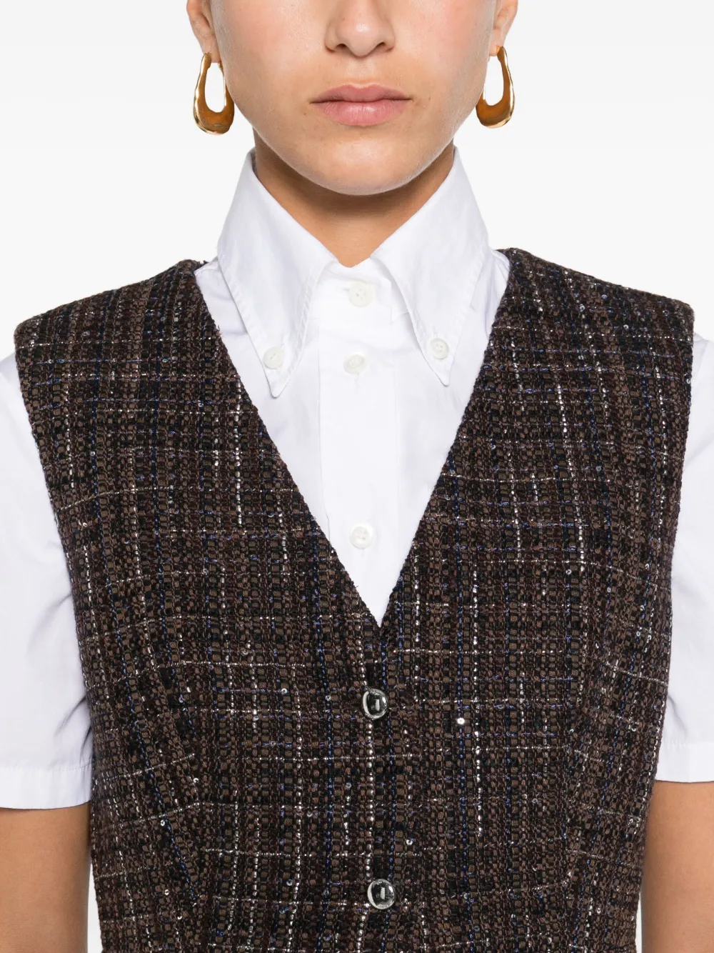 Maje Jurk met knopen Bruin