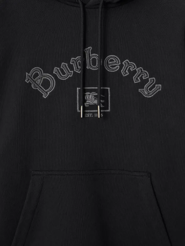 Burberry Gothic Logo Cotton Hoodie | Black | FARFETCH