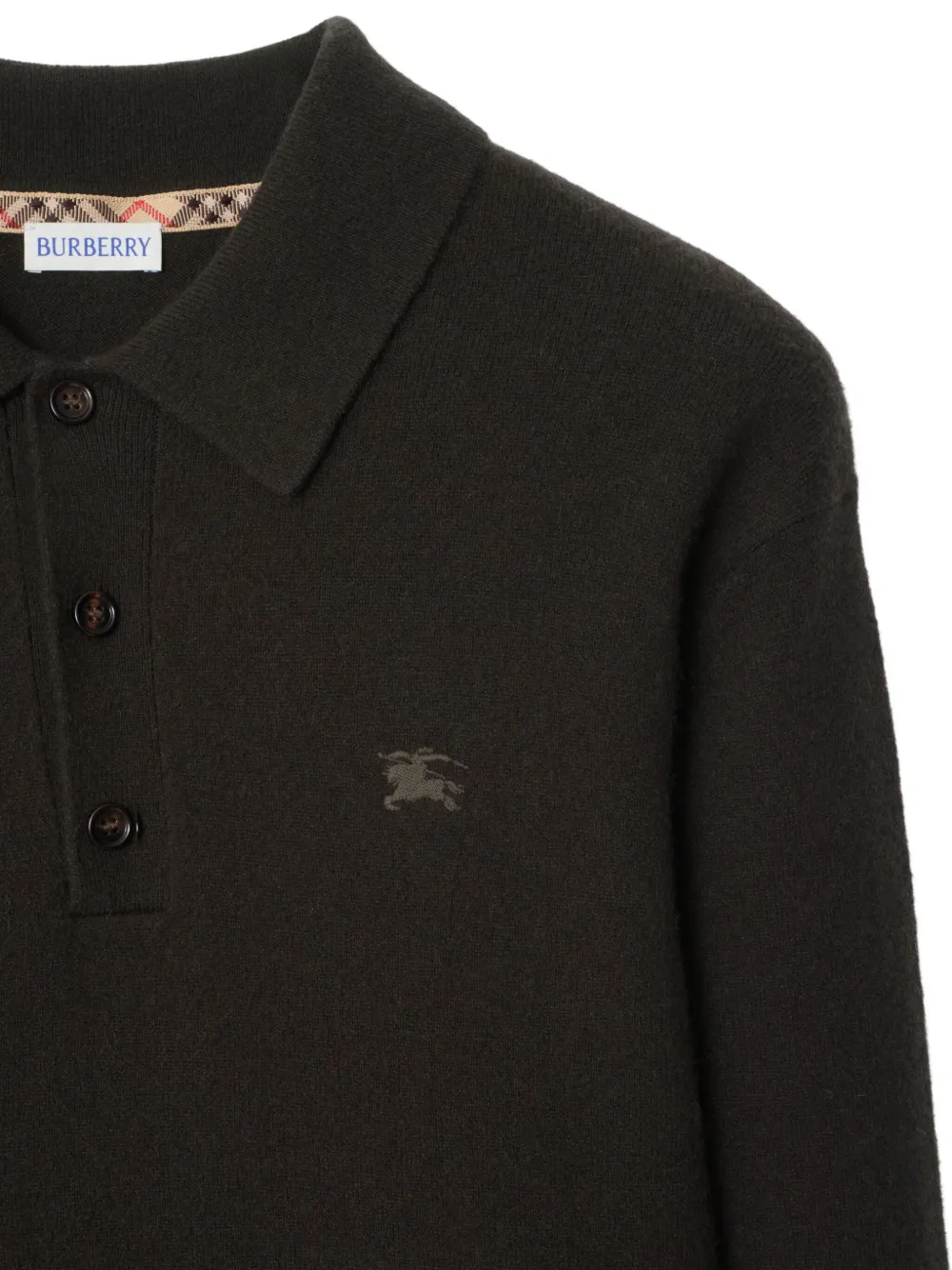 Burberry Equestrian Knight poloshirt met borduurwerk en lange mouwen Bruin