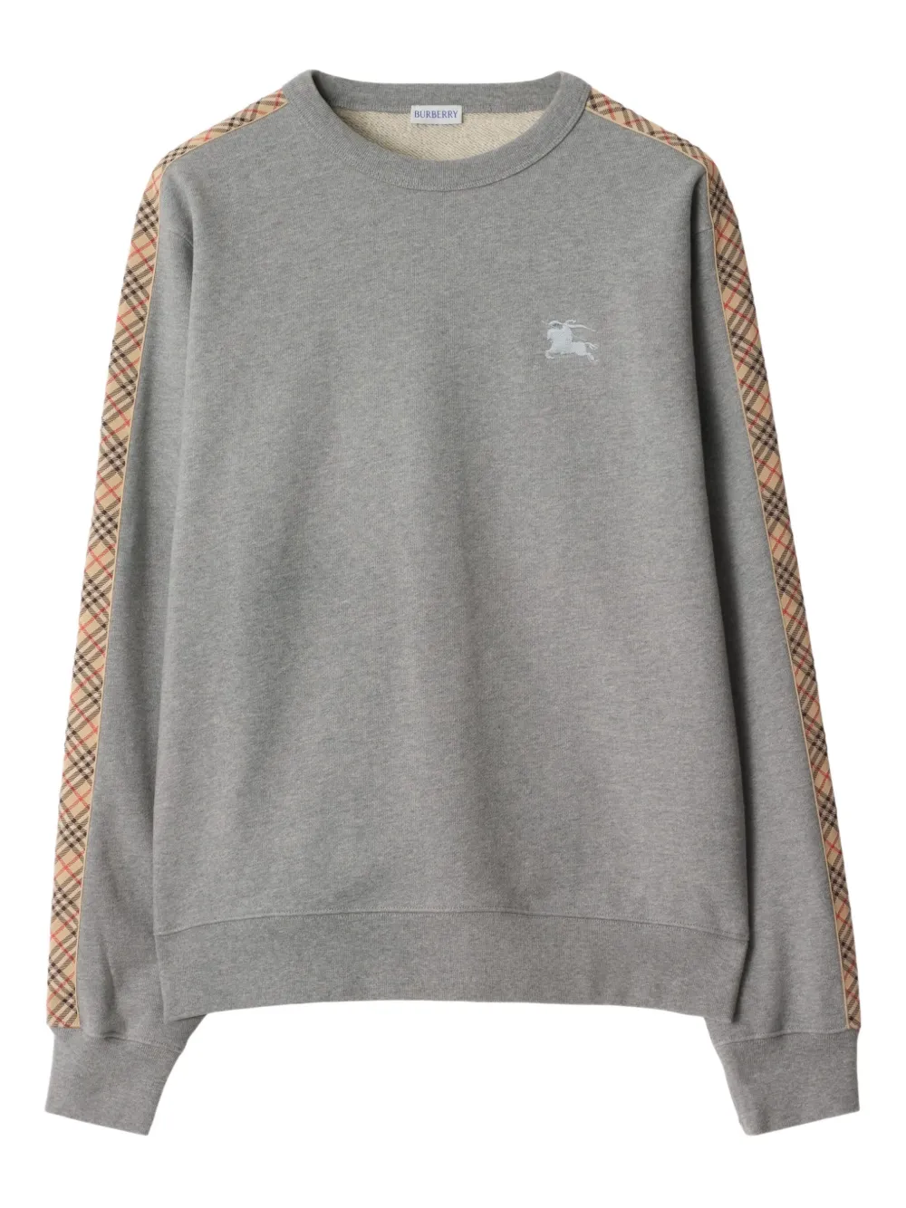 Burberry Check-trimmed cotton sweatshirt Grijs