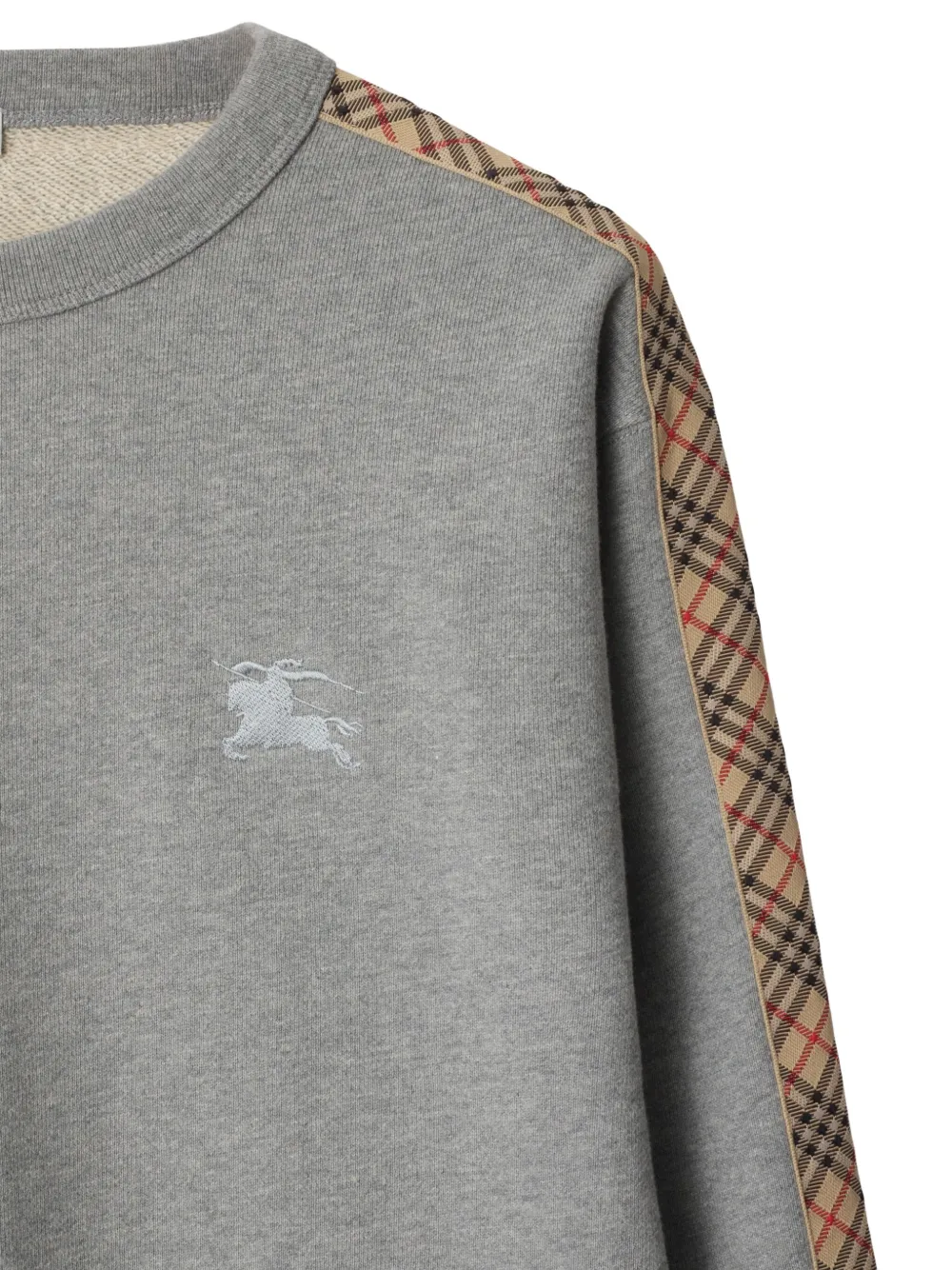 Burberry Check-trimmed cotton sweatshirt Grijs