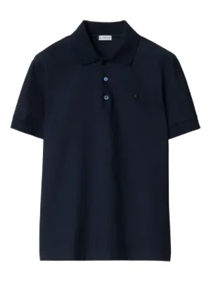 Burberry checked-collar Cotton Polo Shirt | Blue | FARFETCH RO