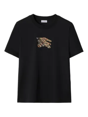 Burberry Check Cursive Logo Cotton T-shirt | Black | FARFETCH