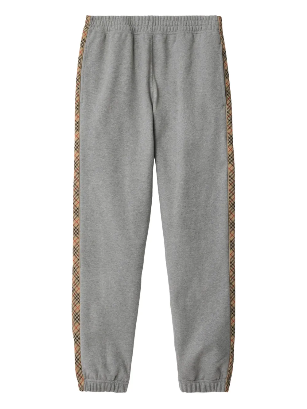 Burberry Check-trimmed cotton track pants Grijs