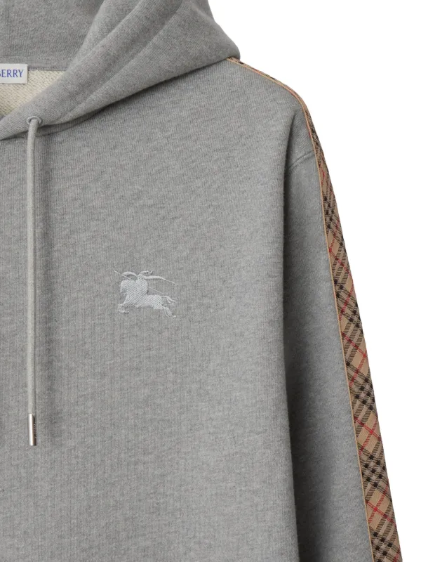 Burberry check-trimmed Cotton Hoodie | Grey | FARFETCH