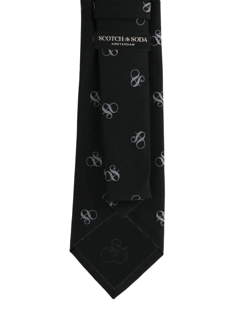 Scotch & Soda Stropdas met logoprint Zwart