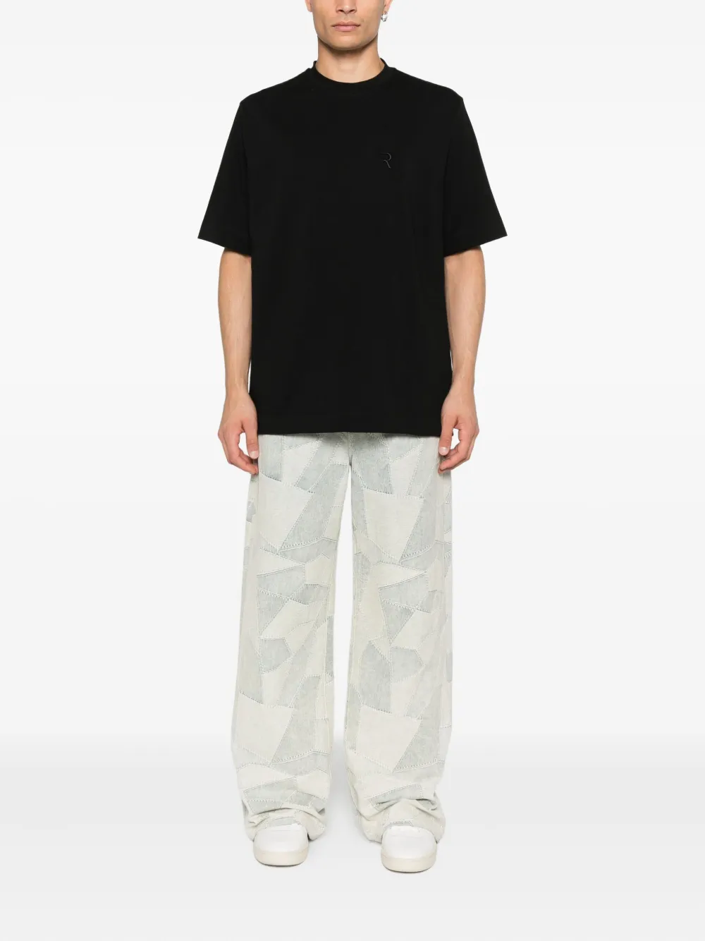 Rhun Katoenen T-shirt met ronde hals - Zwart