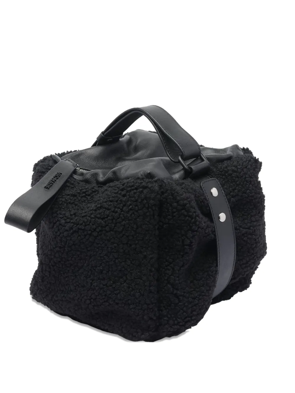 Leather-Trimmed Teddy-Panel Tote Bag