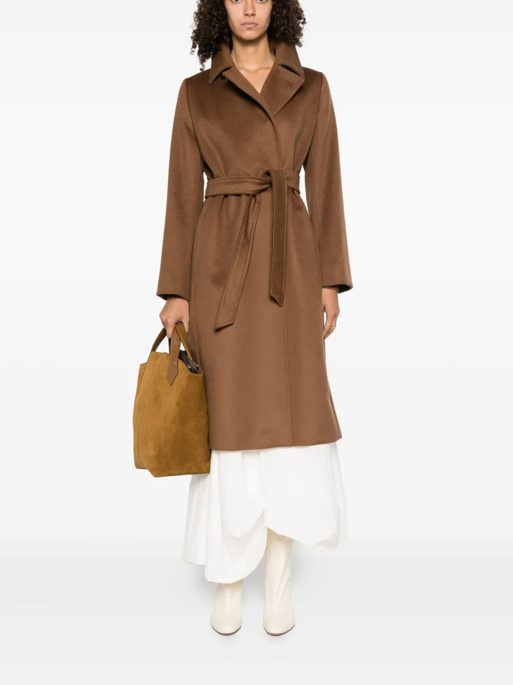 Max Mara Trenchcoat met ceintuur en gekerfde revers Bruin
