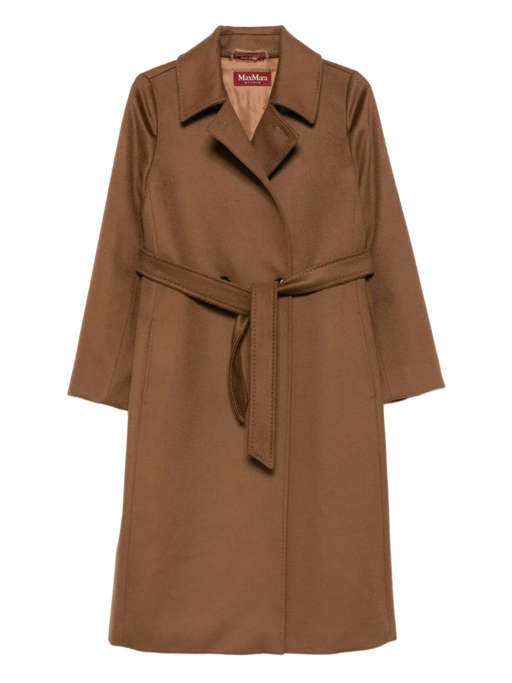 Max Mara ノッチドカラー ベルテッドコート - ブラウン Max Mara ノッチドカラー ベルテッドコート - ブラウン
