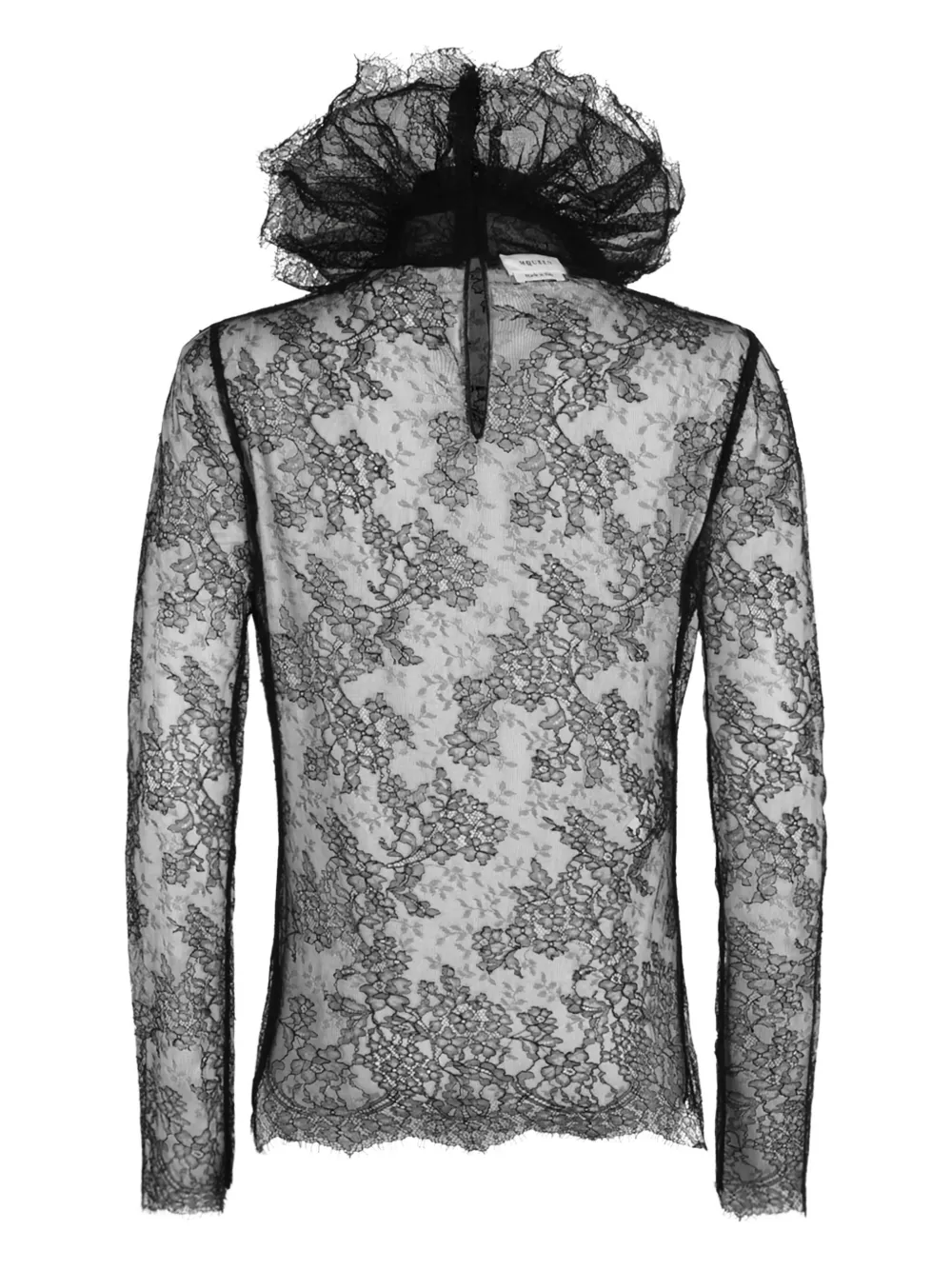 Alexander McQueen ruffled-collar lace blouse - Zwart