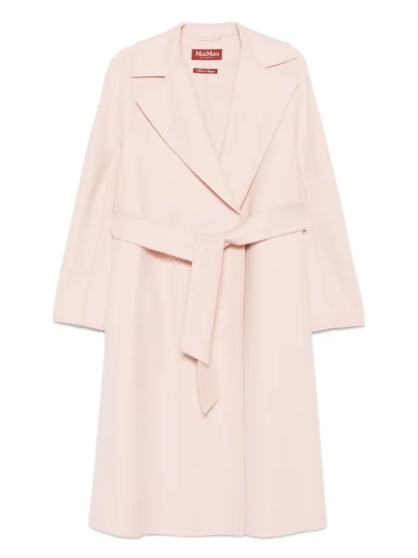 マックスマーラ リネンブレンド シルク ロング ガウン 羽織り ピンク Max Mara ベルテッド シングルコート | ピンク | FARFETCH JP