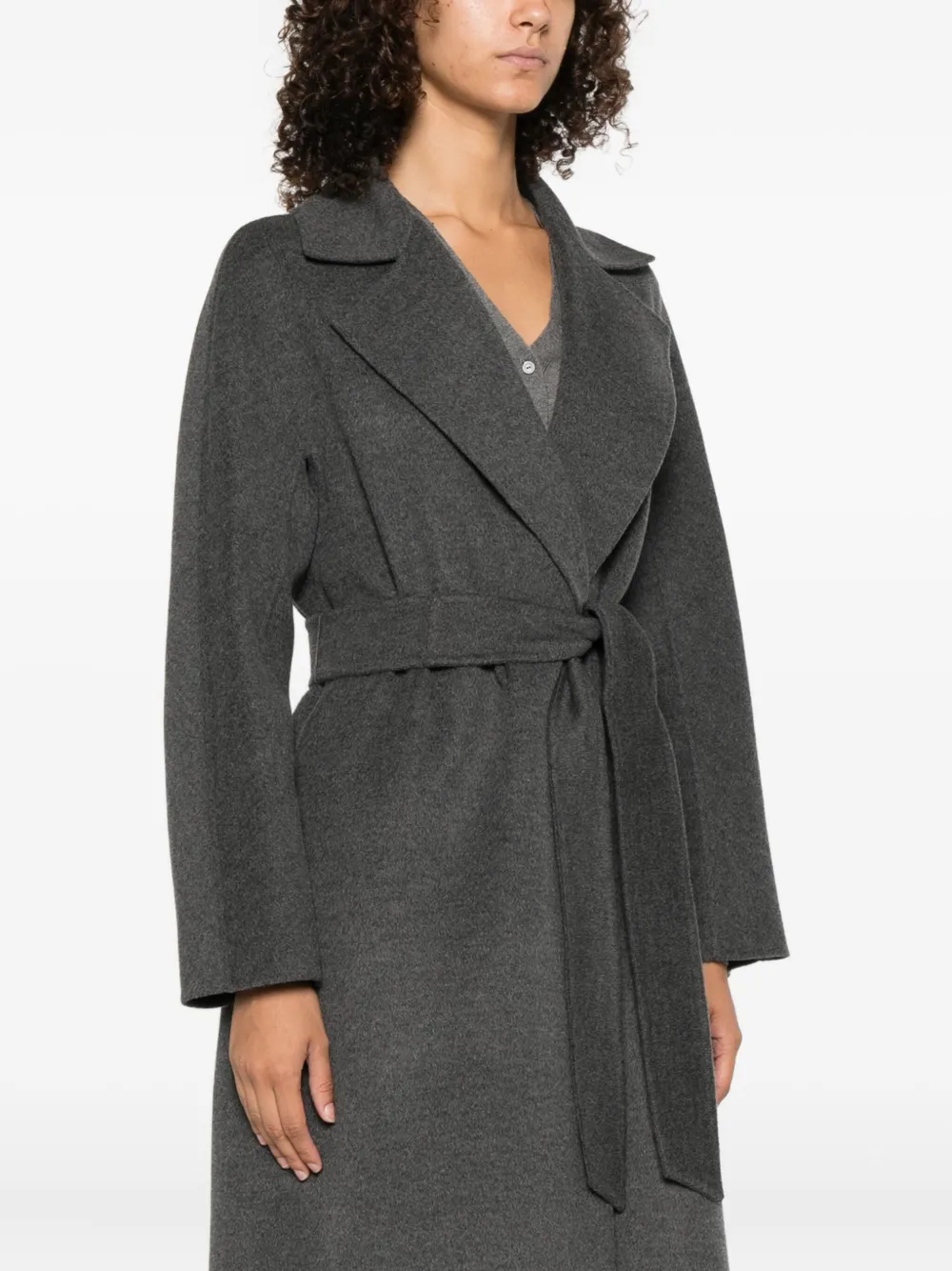 Max Mara Notched-collar Belted Coat In Black