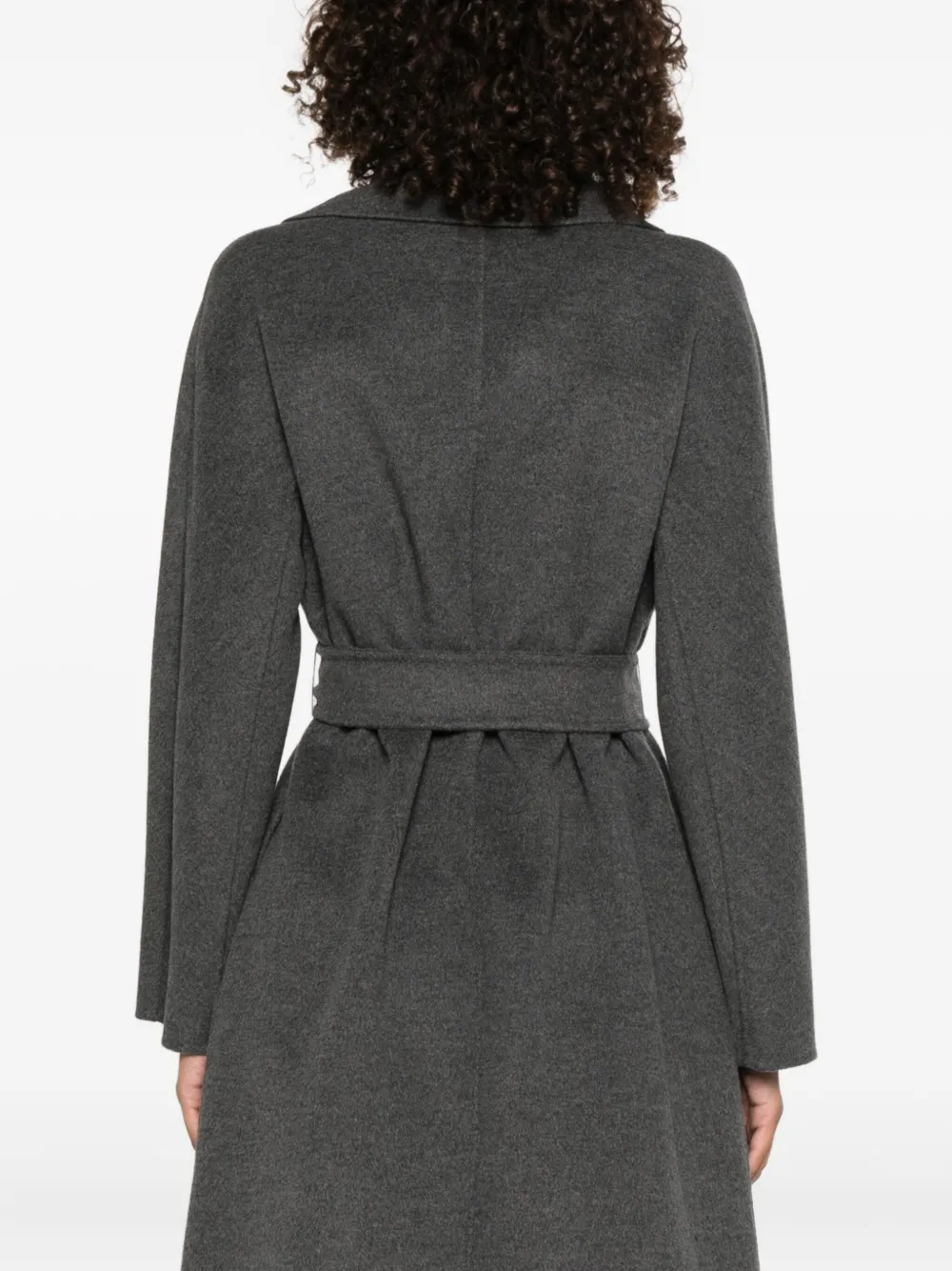 Max Mara Notched-collar Belted Coat In Black