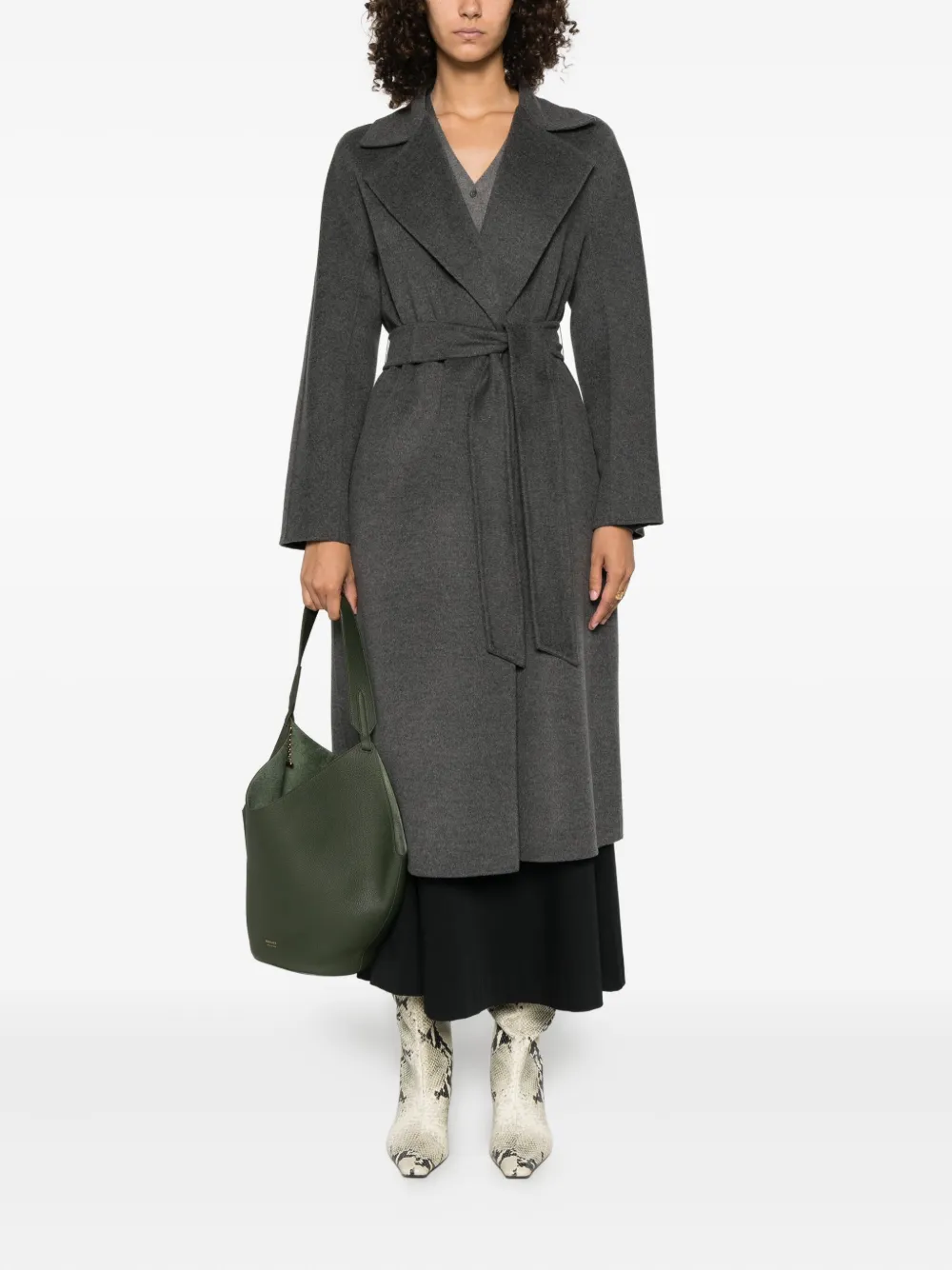 Max Mara Jas met ceintuur en gekerfde revers Grijs