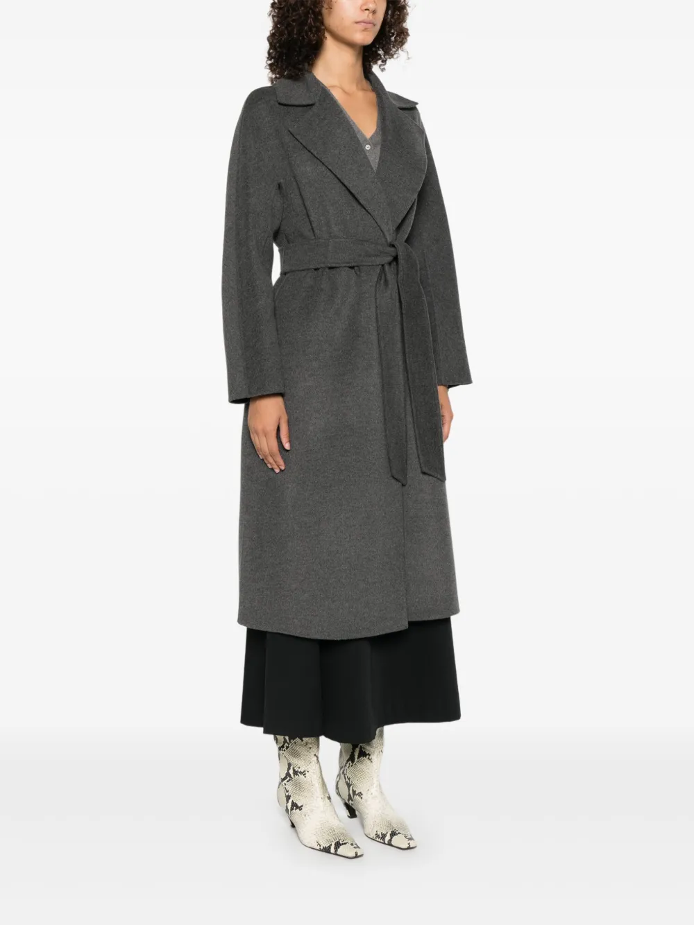 Max Mara Jas met ceintuur en gekerfde revers Grijs