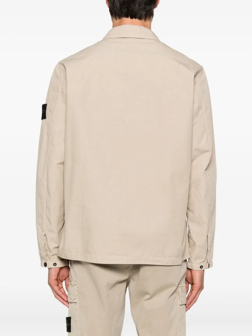 Stone Island zip-front patch-pocket jacket Beige