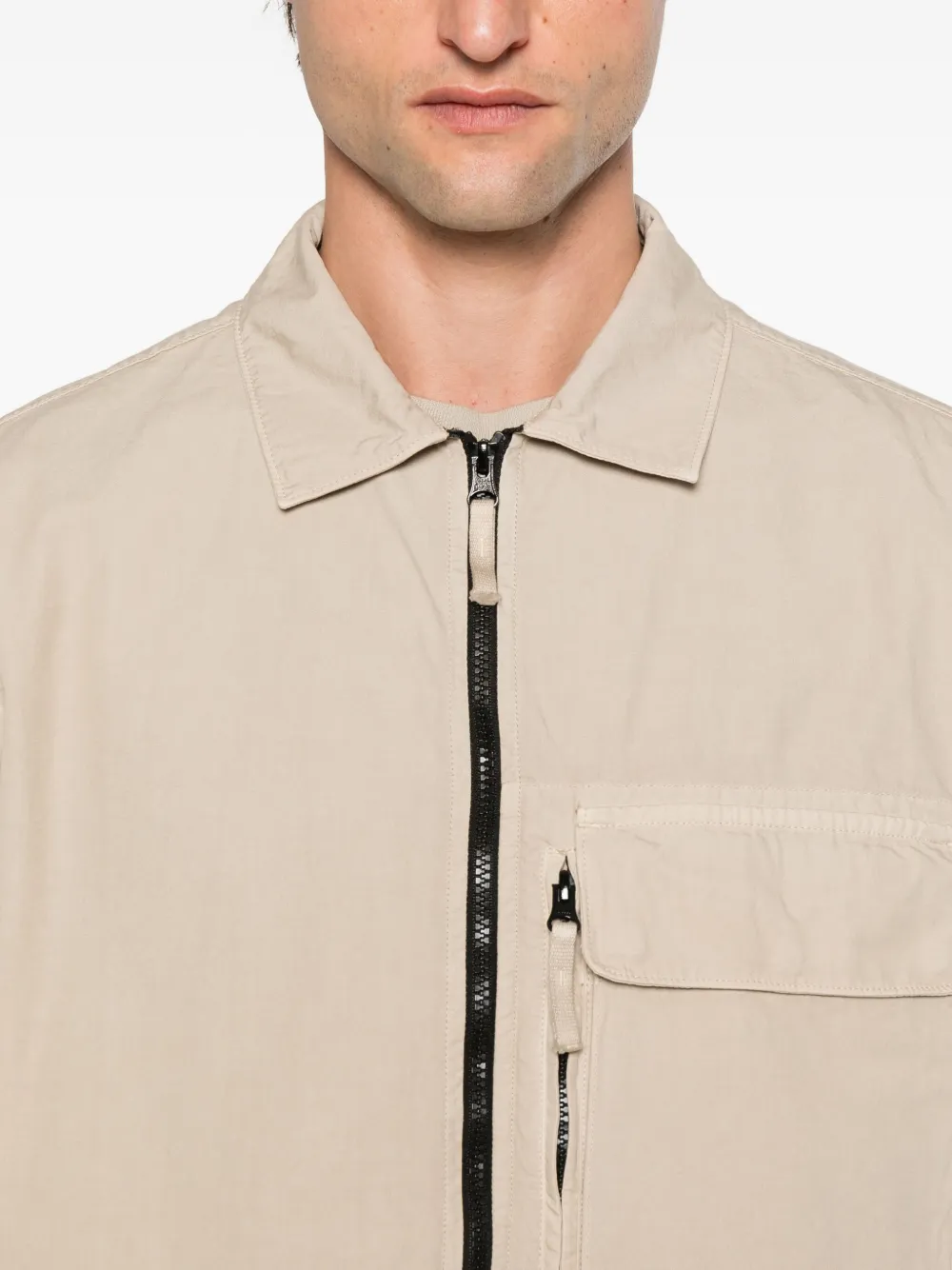 Stone Island zip-front patch-pocket jacket Beige