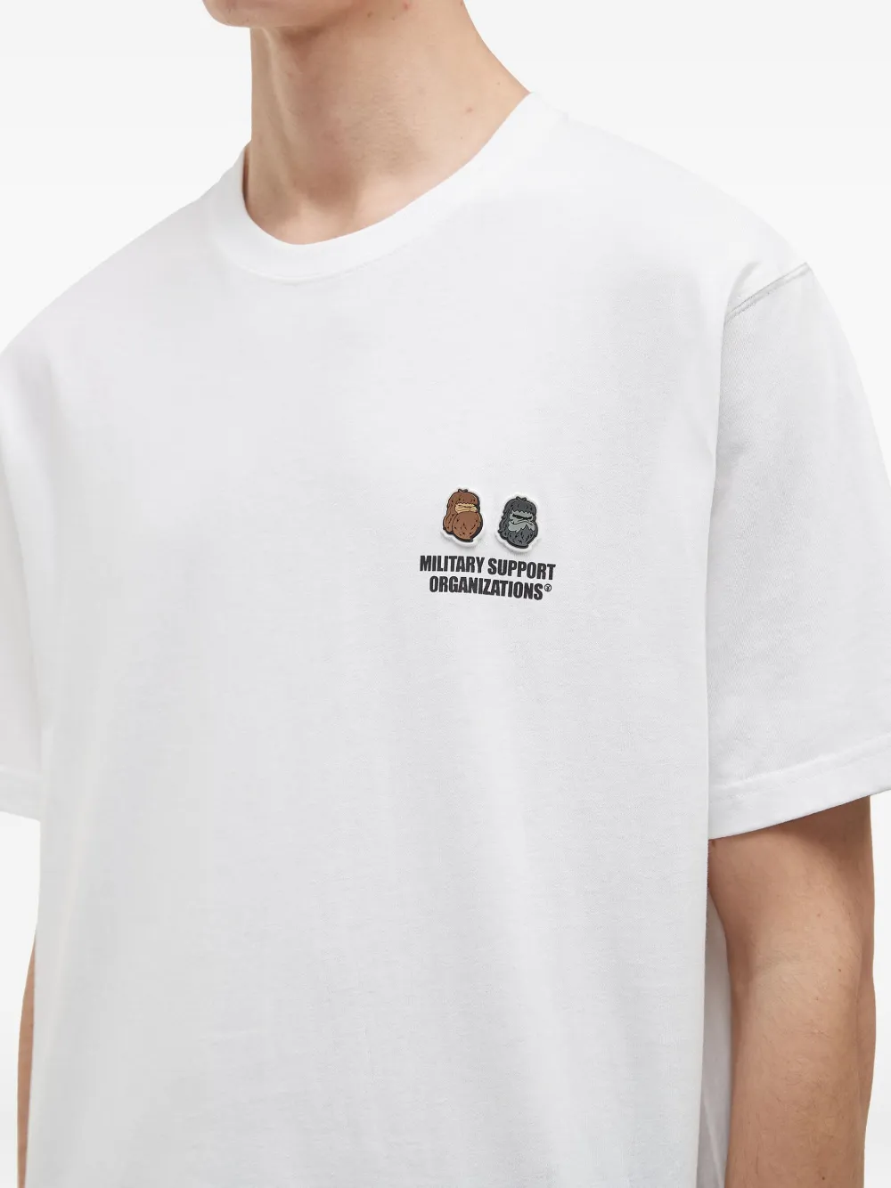 Fingercroxx Embroidered-logo Crew-neck T-shirt In White