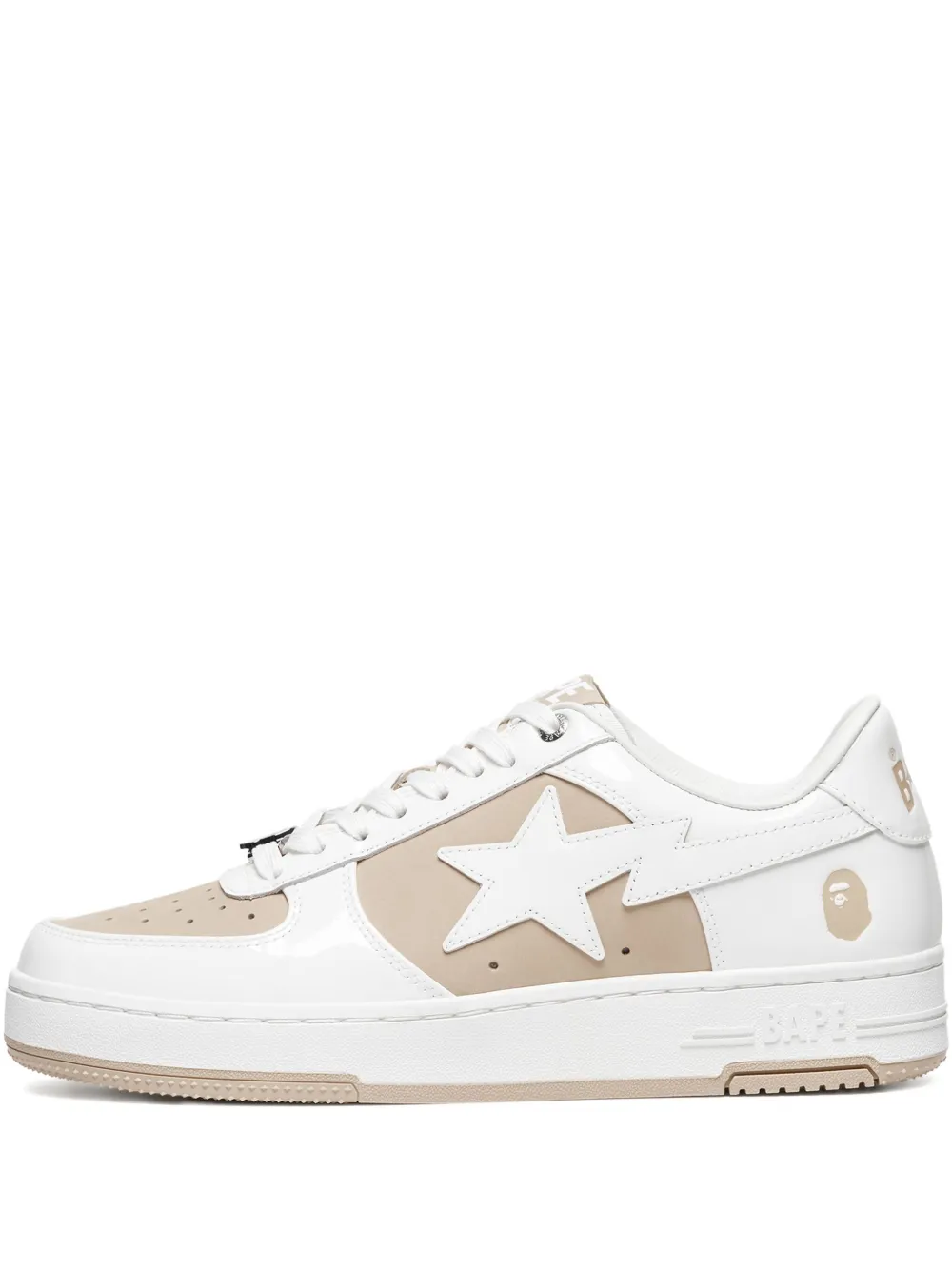 A BATHING APE star-patch leather sneakers White