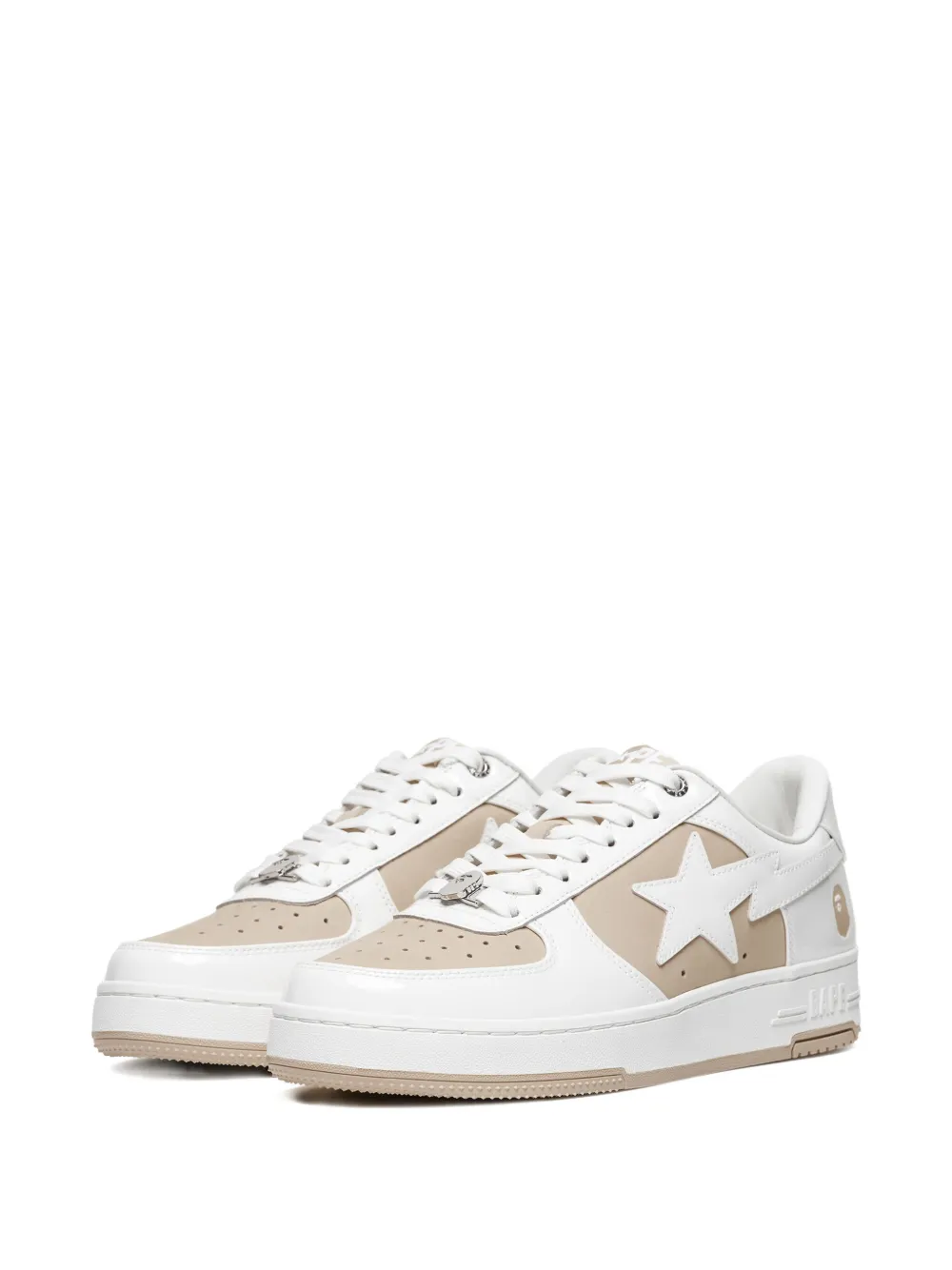 A BATHING APE star-patch leather sneakers White