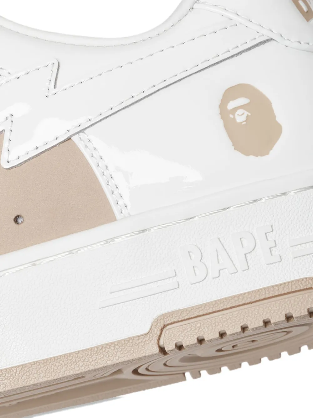 A BATHING APE star-patch leather sneakers White