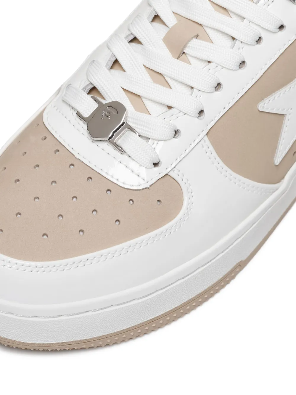A BATHING APE star-patch leather sneakers White