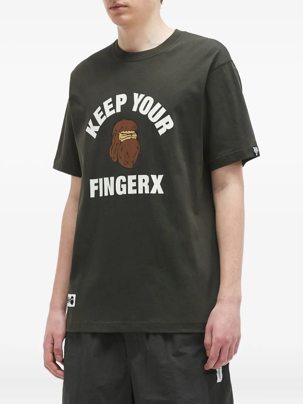 Fingercroxx Logo-graphic Crew-neck T-shirt In Green