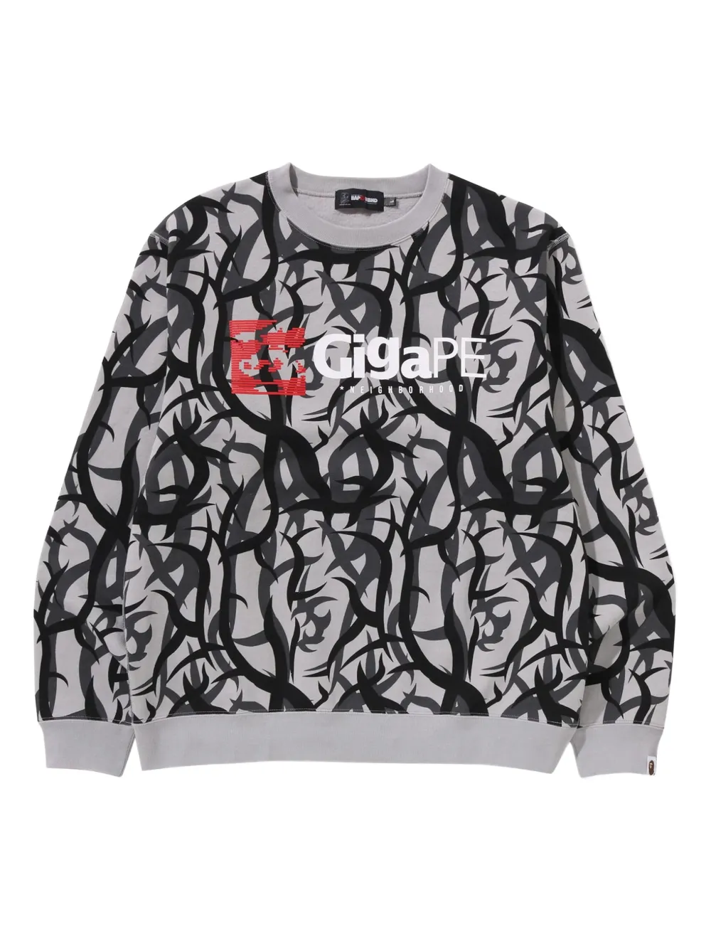 Neighborhood Sweater met abstract patroon en ronde hals Grijs