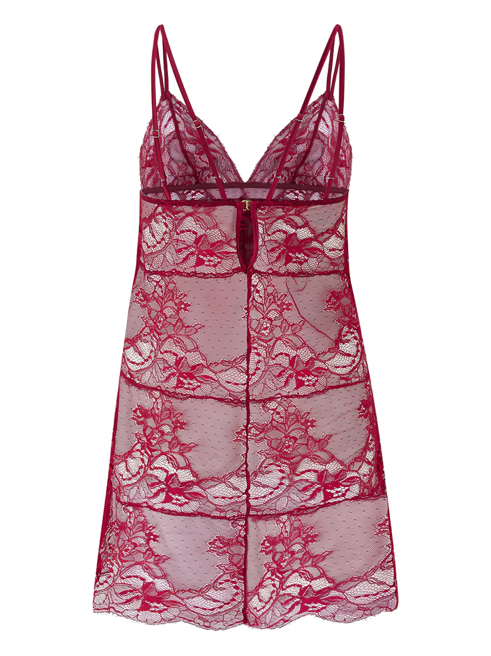 Fleur Of England Nachthemd met afwerking van kant Rood