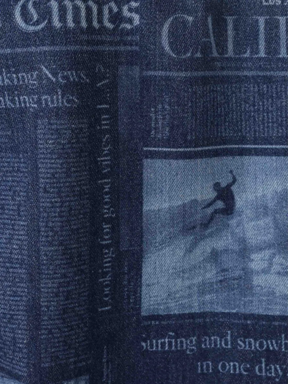 Palm Angels newspaper-print denim shirt Blauw