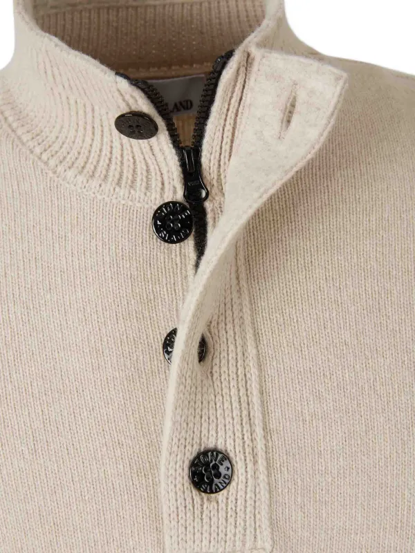 Stone Island Turtleneck Button Sweater Neutrals FARFETCH IN