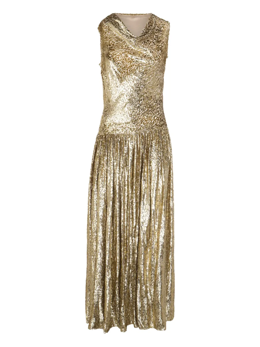 Self-portrait Sleeveless Fil-coupe Maxi Dress In Gold