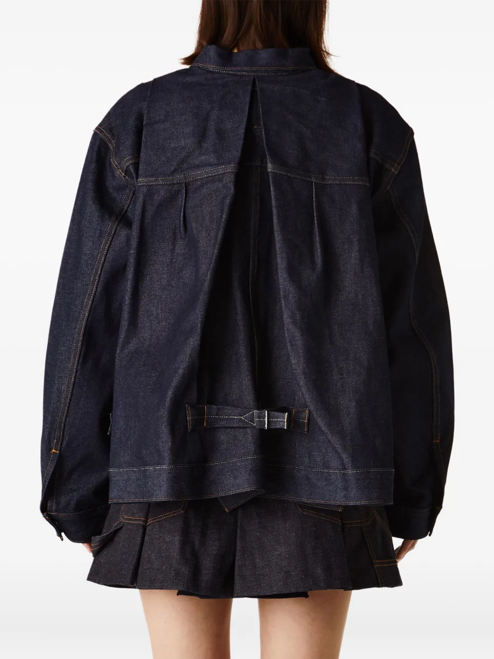 sacai x Levi's pleated denim jacket Blauw