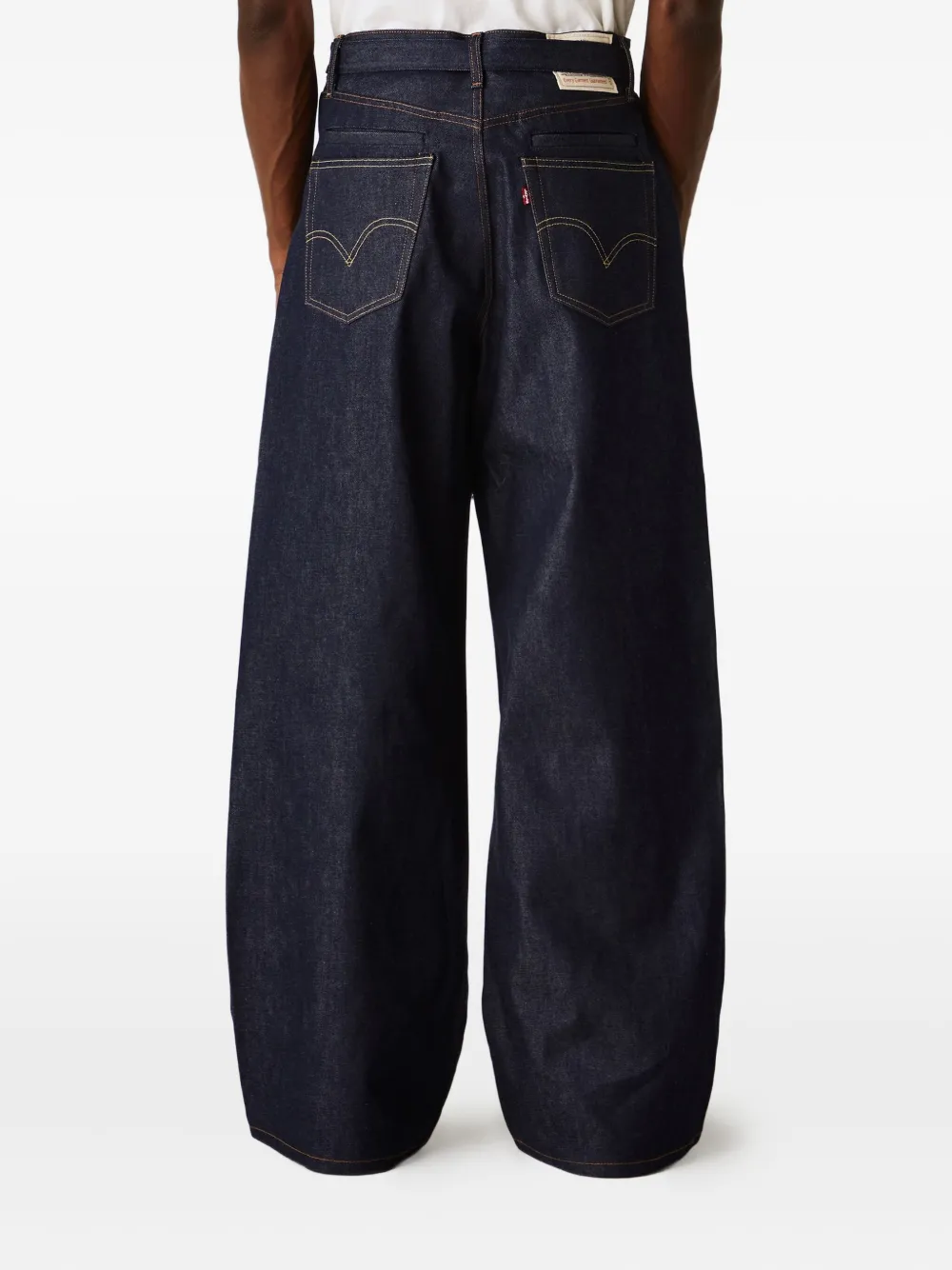sacai Jeans met logopatch en riemsluiting Blauw