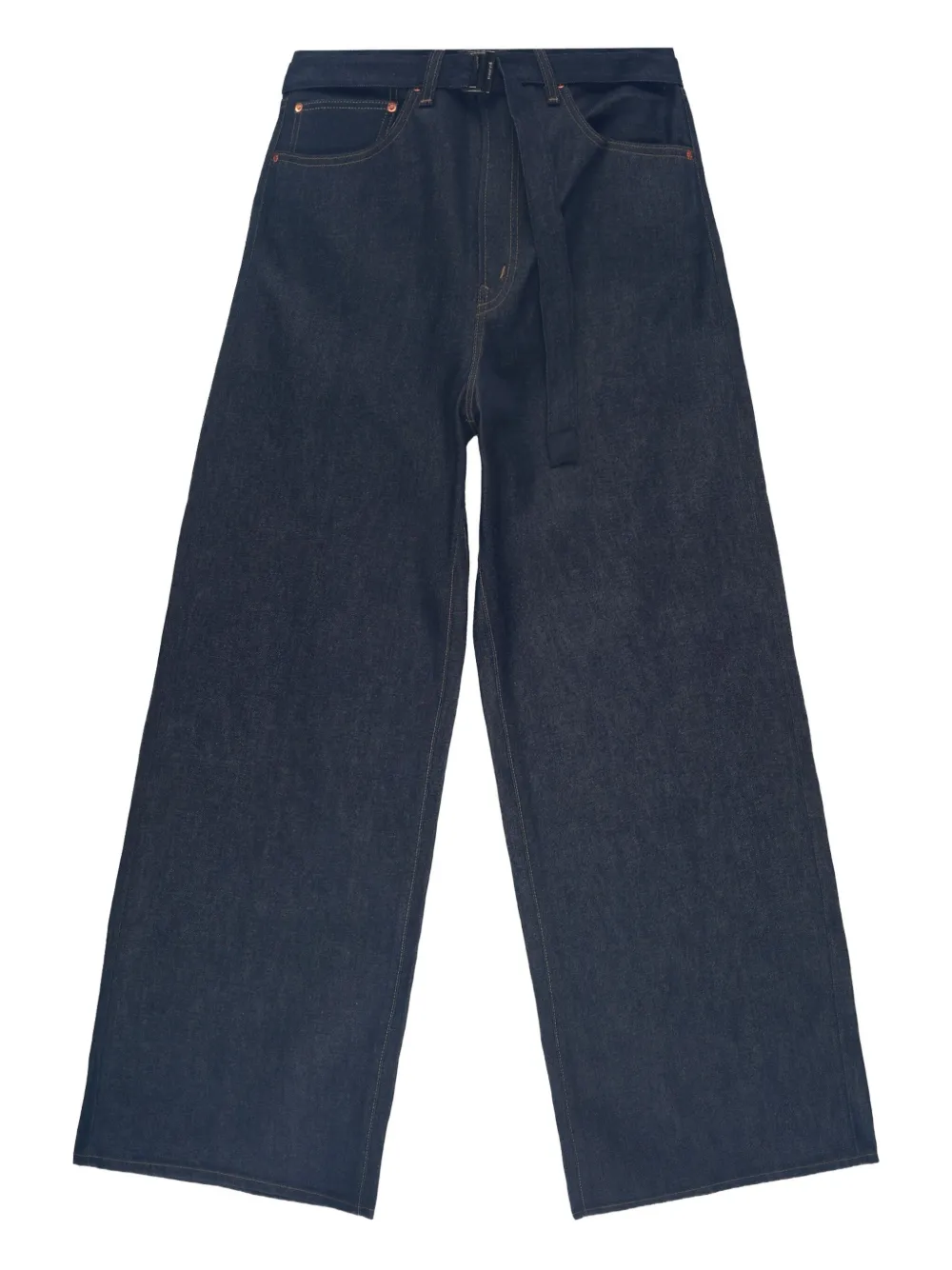 Sacai Jeans met logopatch en riemsluiting Blauw