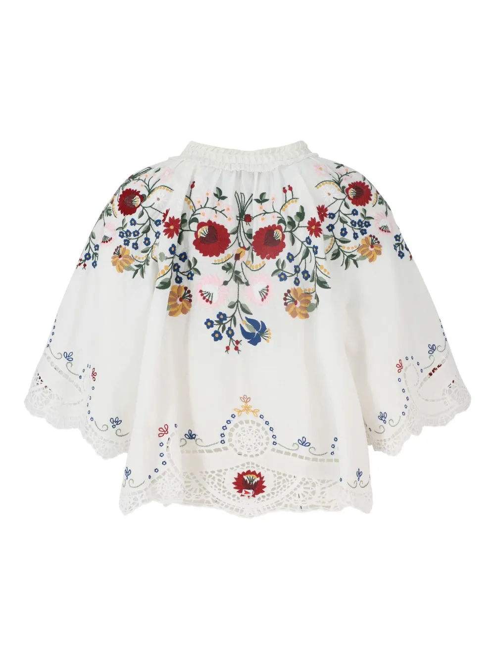 Sea embroidered eyelet blouse Wit