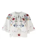Sea embroidered eyelet blouse - White