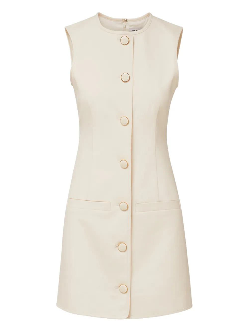 Veronica Beard Whistler button-front sleeveless dress Beige