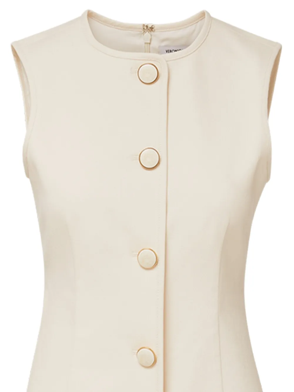 Veronica Beard Whistler button-front sleeveless dress Beige