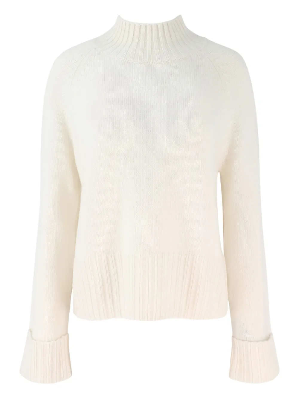 mock-neck cuffed sweater