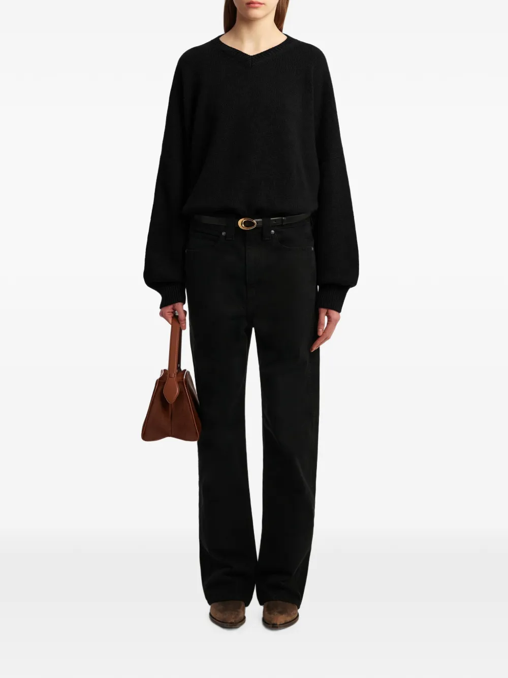 KHAITE Wolfe Cashmere Sweater in Black, view 2